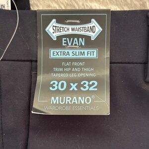 Murano Evan Extra Slim Fit Pants in Navy w/ Flat Front & Tapered Leg Opening
